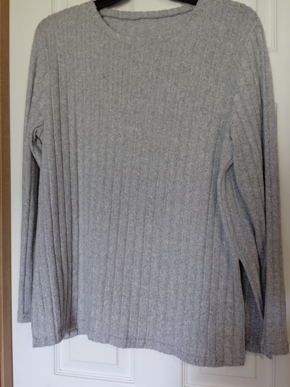 Women's Grey Ribbed Knit Sweater